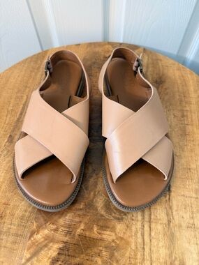 Franco Sarto Nude Cross-Strap Slingback Sandals